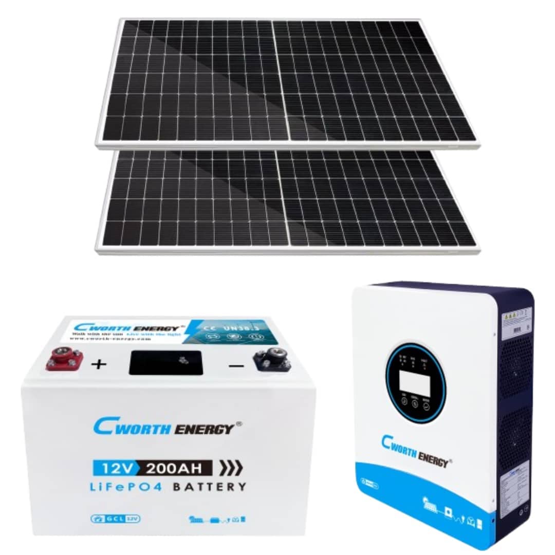 Cworth 1.8kVA Inverter + 200Ah LiFePO₄ Battery + 1200W Solar Combo ...